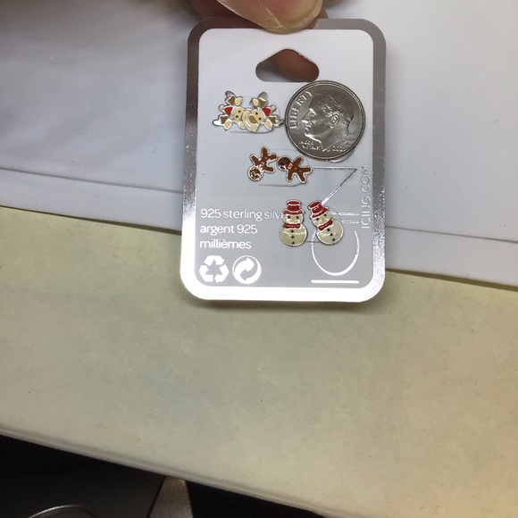☃️ 3-Set Sterling Silver Children’s Holiday Earrings - Picture 3 of 3